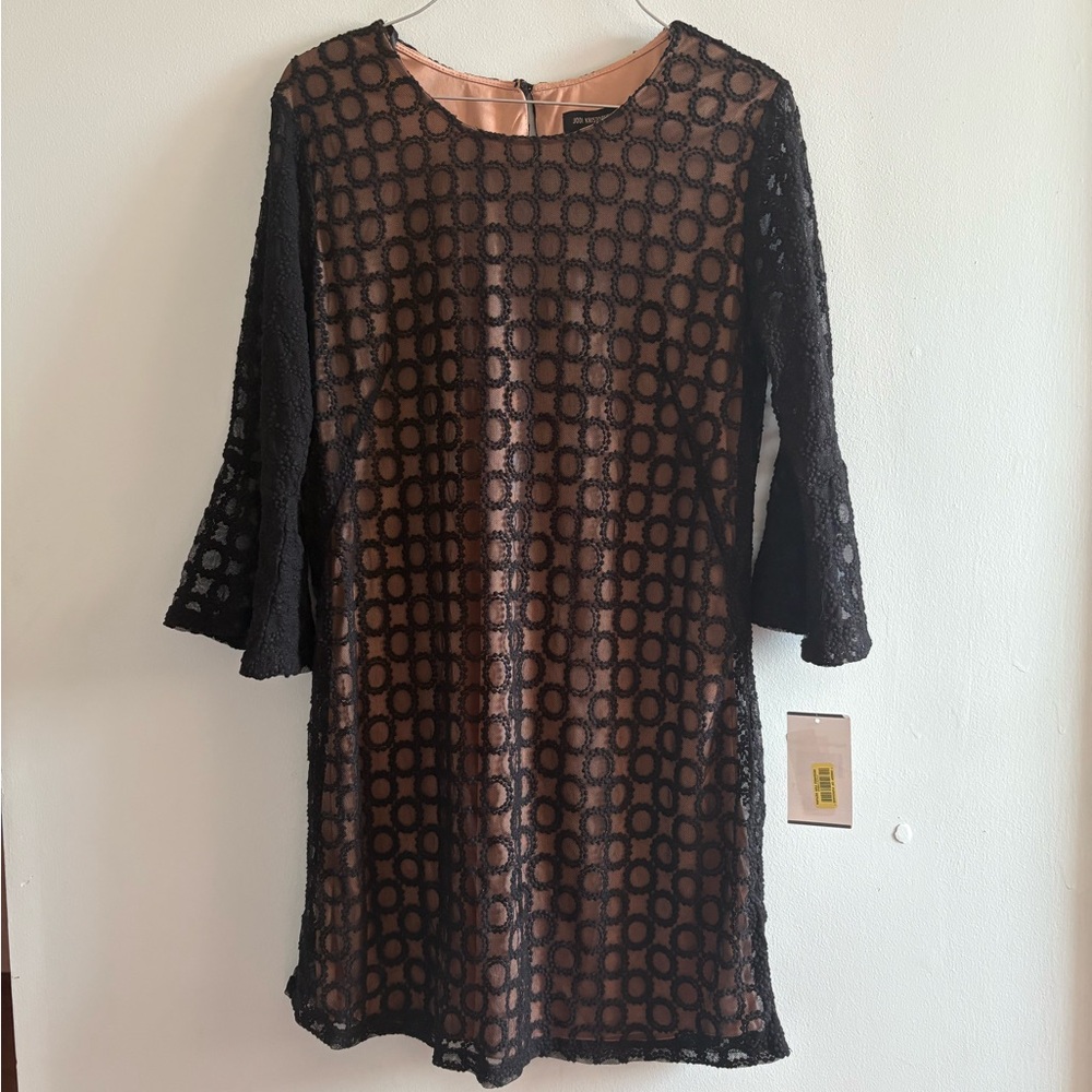 Jodi Kristopher Black Lace Long Sleeve Dress